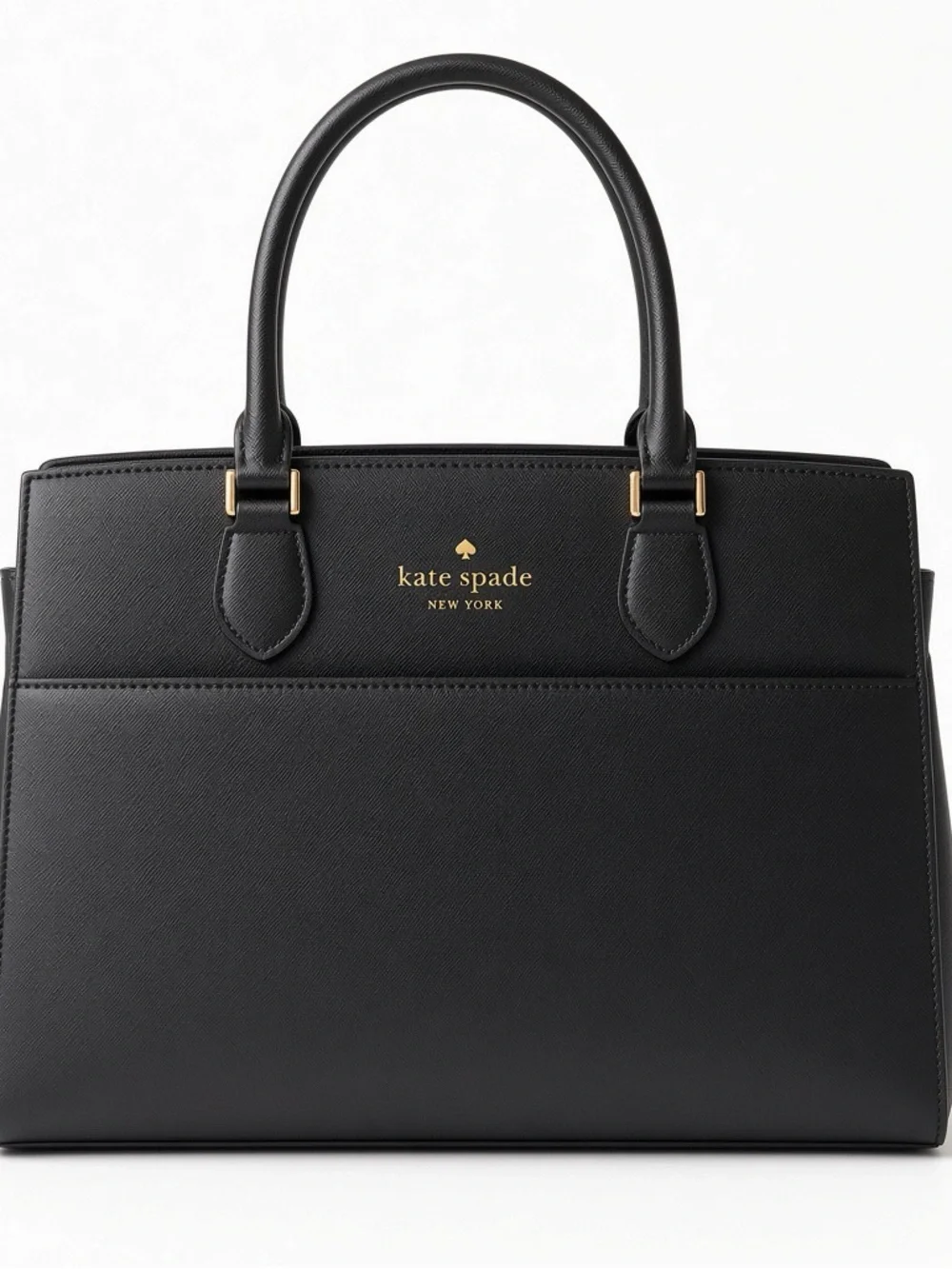 Kate Spade New York black saffiano leather satchel.